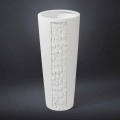 Wysoki dekoracyjny wazon z białej ceramiki z dekoracją Made in Italy - Calisto