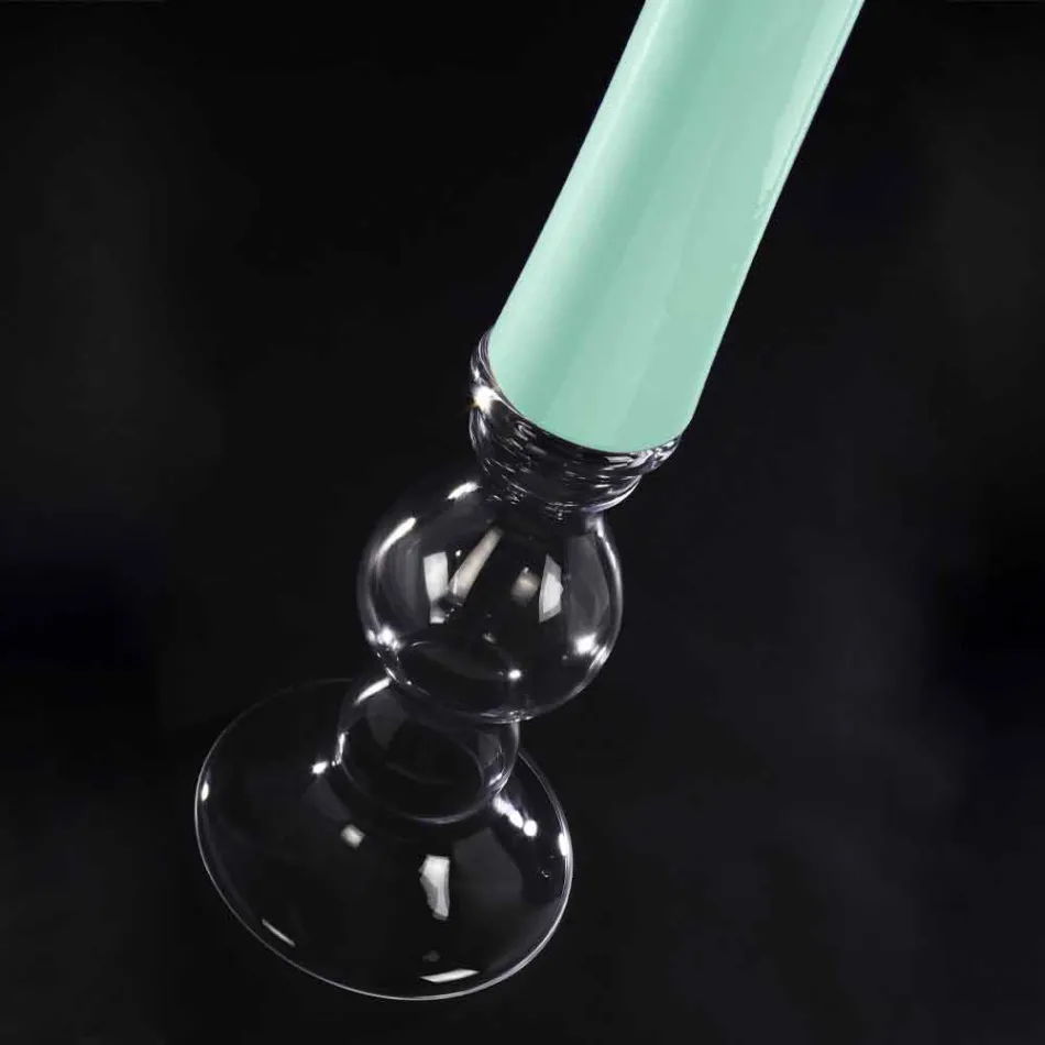 Wysoki dekoracyjny wazon ze szkła witrażowego Made in Italy - Singapur Viadurini