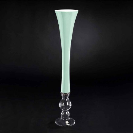 Wysoki dekoracyjny wazon ze szkła witrażowego Made in Italy - Singapur Viadurini