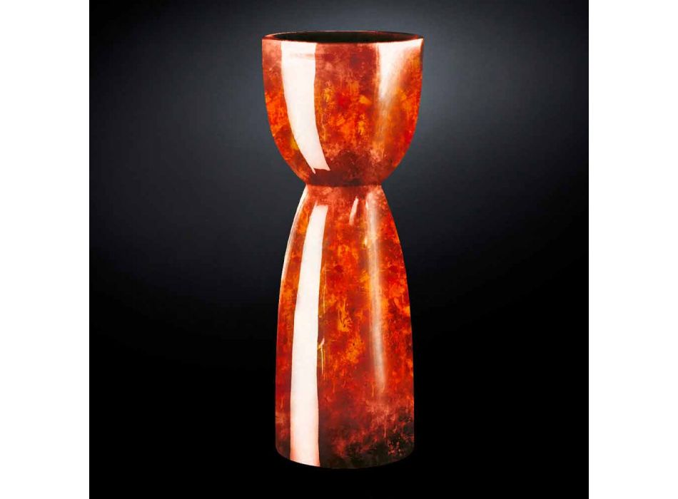 Wysoki wazon z polietylenu z wykończeniem z marmuru lub wrzośca Made in Italy - Renata Viadurini