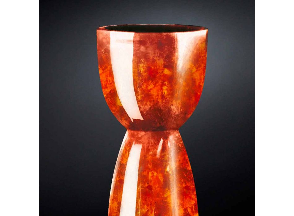 Wysoki wazon z polietylenu z wykończeniem z marmuru lub wrzośca Made in Italy - Renata Viadurini