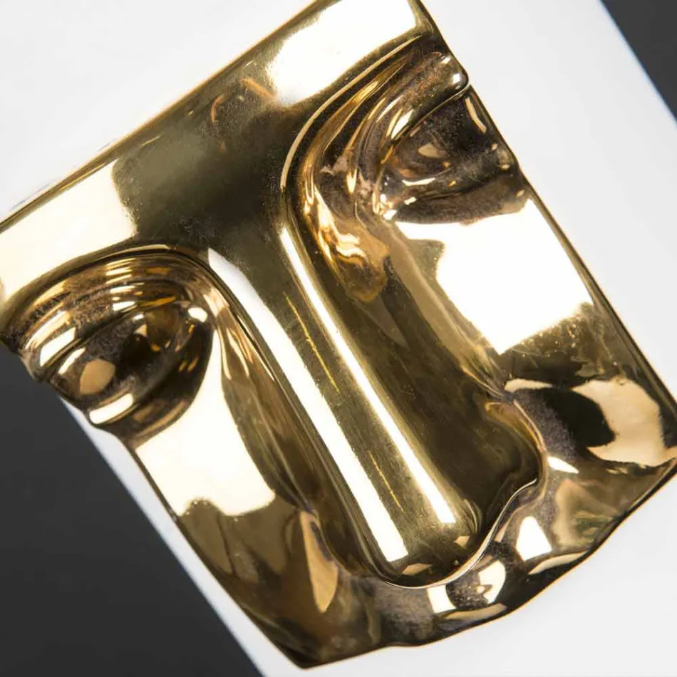 Nowoczesny wysoki wazon z białej ceramiki z kolorową wkładką Made in Italy - Lexi Viadurini