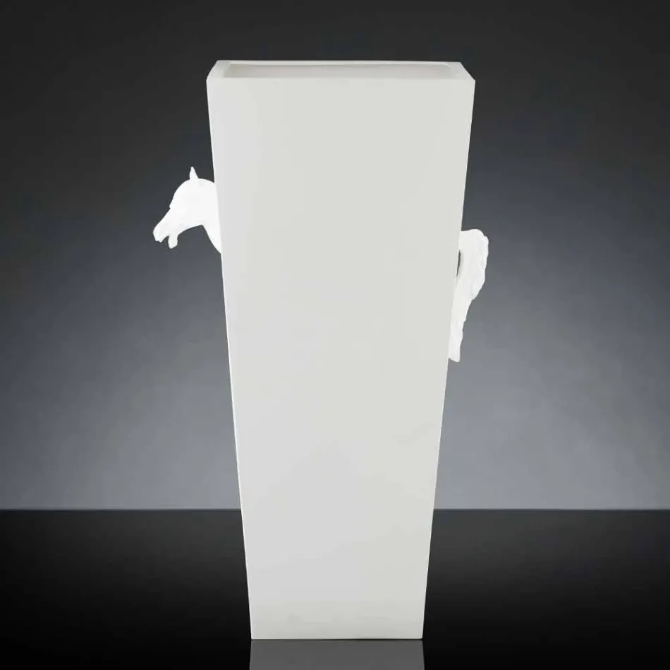 Wysoki wazon wewnętrzny z białej ceramiki ręcznie robiony we Włoszech - Jacky Viadurini