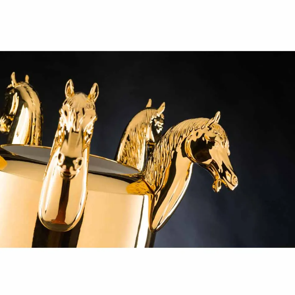 Wysoki wazon wewnętrzny z białej ceramiki lub błyszczącego złota Made in Italy - Jacky Viadurini