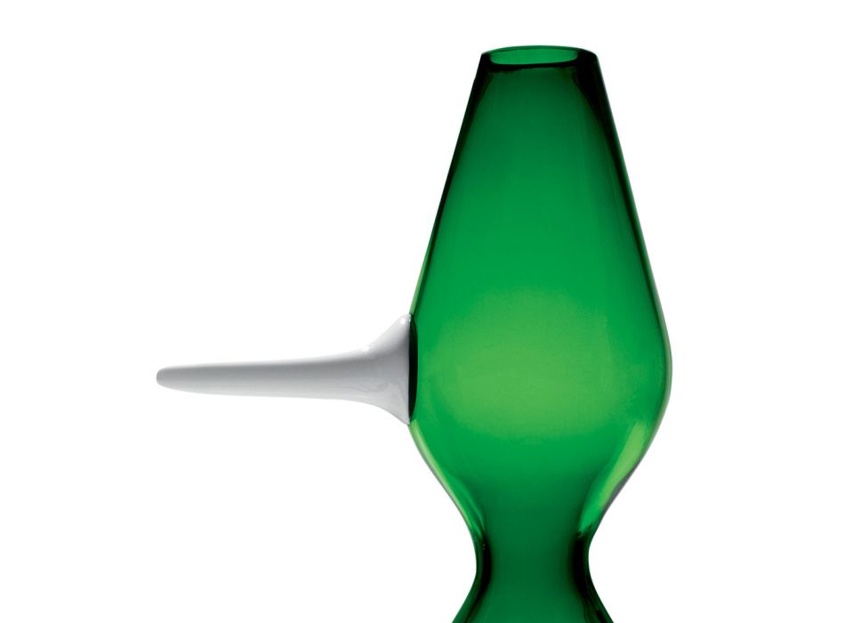 Ręcznie robiony zielony wazon z dmuchanego szkła Murano Made in Italy - Greeny Viadurini
