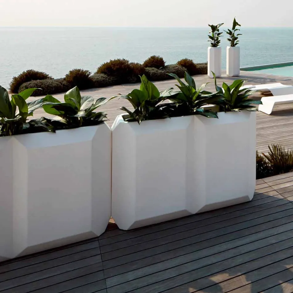 Biały plastikowy wazon do wnętrz lub na zewnątrz, w 3 rozmiarach - Gem by Myyour Viadurini