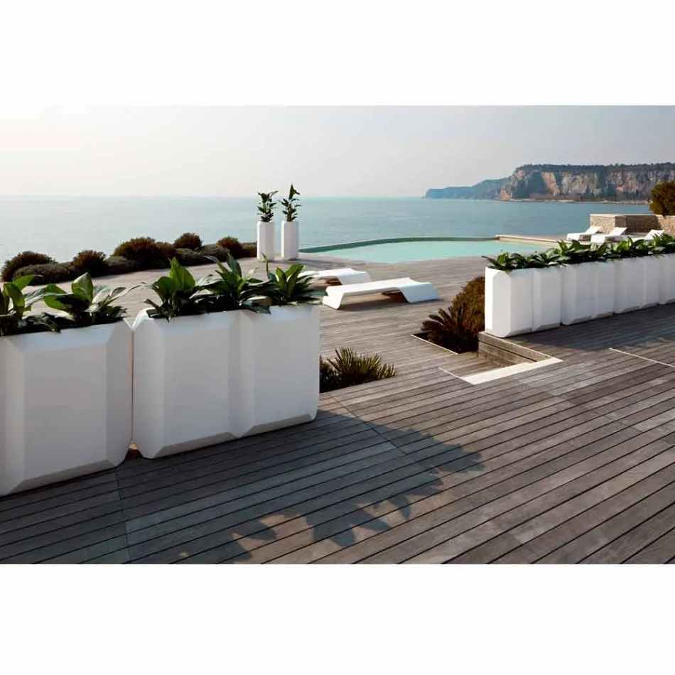 Biały plastikowy wazon do wnętrz lub na zewnątrz, w 3 rozmiarach - Gem by Myyour Viadurini