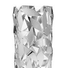 Cylindryczny wazon ze szkła i srebrnych metalowych luksusowych geometrycznych dekoracji - Torresi Viadurini