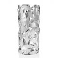 Cylindryczny wazon ze szkła i srebrnych metalowych luksusowych geometrycznych dekoracji - Torresi