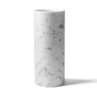 Cylindryczny wazon z satynowego białego marmuru Carrara Italian Design - Murillo Viadurini