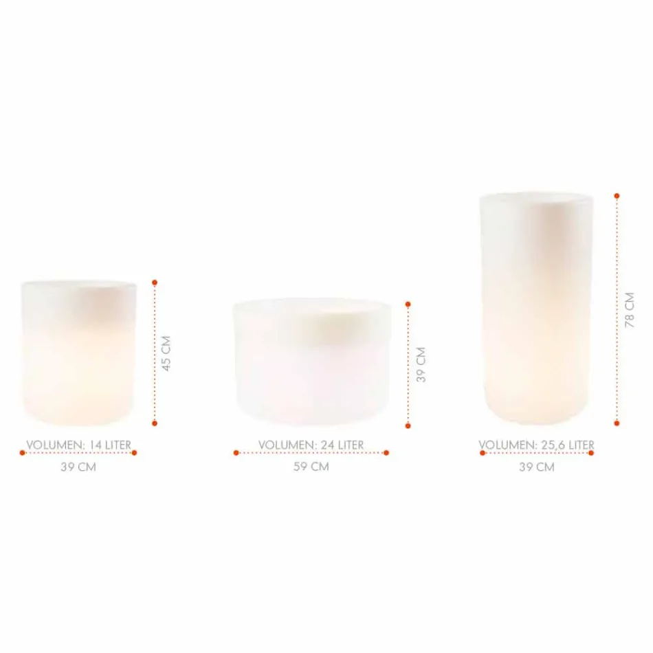 Wazon z oświetleniem słonecznym lub projektem LED do użytku wewnątrz lub na zewnątrz - Cilindrostar Viadurini