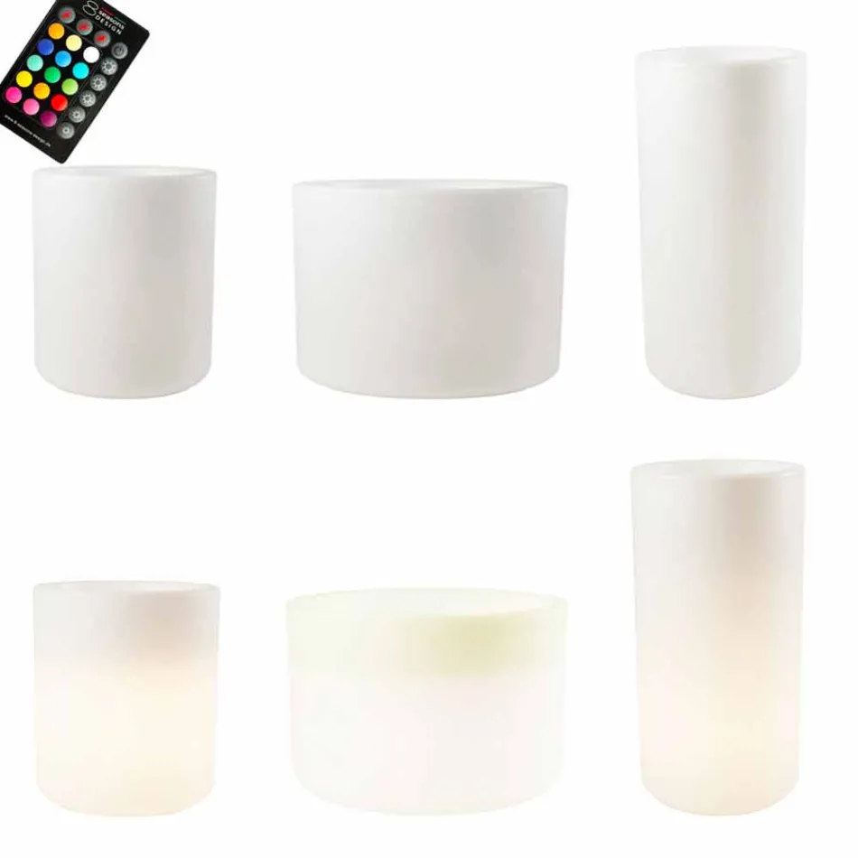 Wazon z oświetleniem słonecznym lub projektem LED do użytku wewnątrz lub na zewnątrz - Cilindrostar Viadurini