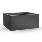 Prostokątny kolorowy wazon z polietylenu na zewnątrz Made in Italy - szary Viadurini