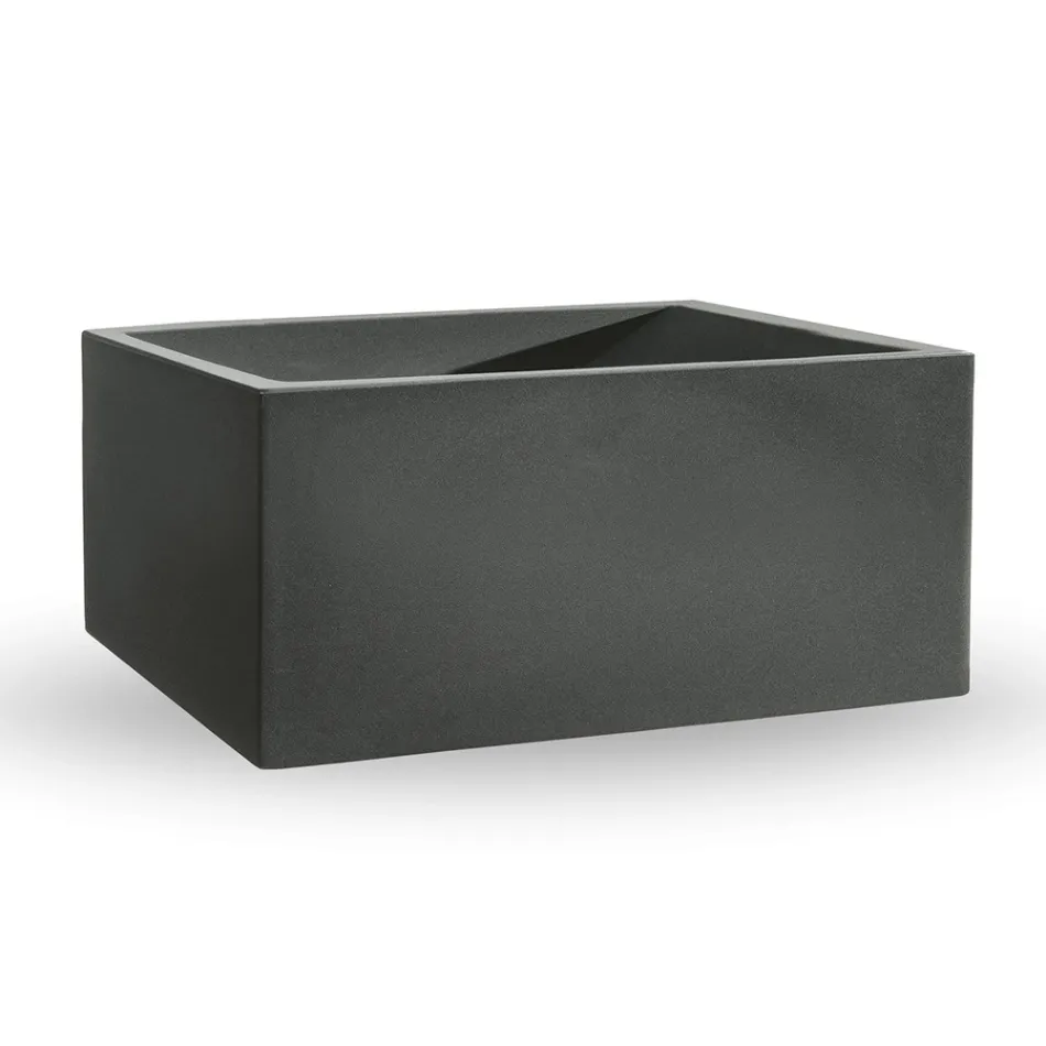 Prostokątny kolorowy wazon z polietylenu na zewnątrz Made in Italy - szary Viadurini