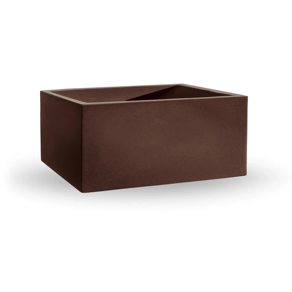 Prostokątny kolorowy wazon z polietylenu na zewnątrz Made in Italy - szary Viadurini