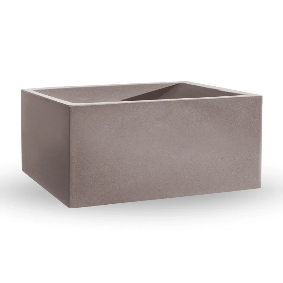 Prostokątny kolorowy wazon z polietylenu na zewnątrz Made in Italy - szary Viadurini