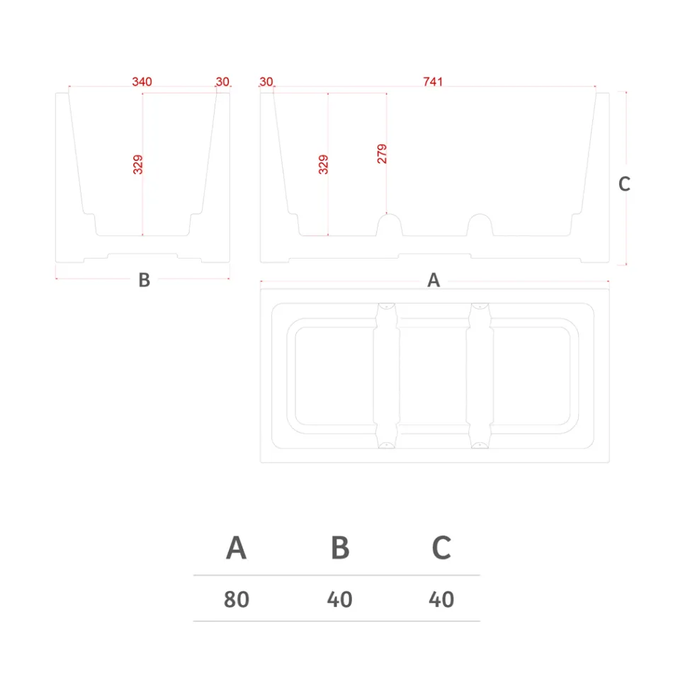 Prostokątny kolorowy wazon z polietylenu na zewnątrz Made in Italy - szary Viadurini