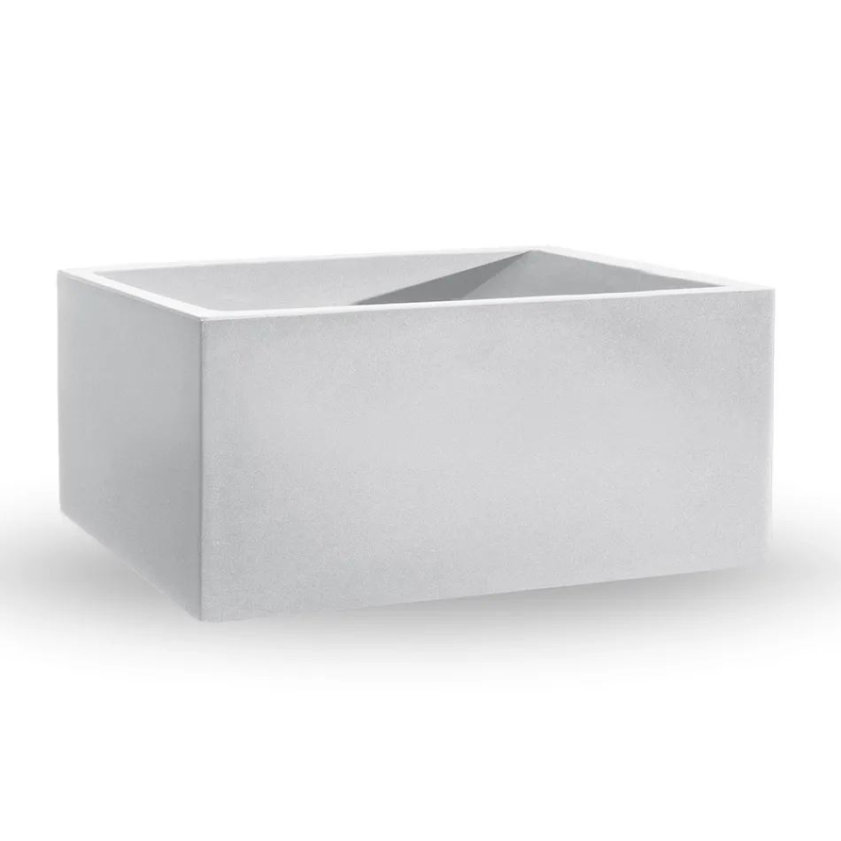 Prostokątny kolorowy wazon z polietylenu na zewnątrz Made in Italy - szary Viadurini