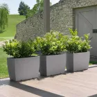 Prostokątny wazon ogrodowy z polietylenu Made in Italy - Albarone Viadurini
