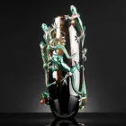 Ręcznie robiony wazon wewnętrzny z kolorowego szkła z gekonami Made in Italy - Geco Viadurini