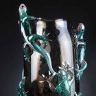 Ręcznie robiony wazon wewnętrzny z kolorowego szkła z gekonami Made in Italy - Geco Viadurini