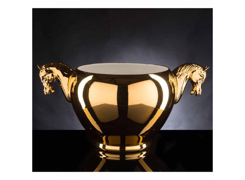 Wewnętrzny wazon z białej ceramiki lub 24-karatowego złota ręcznie robiony we Włoszech - Jacky Viadurini