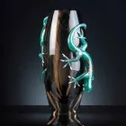 Wazon witrażowy z gekonami ręcznie robiony we Włoszech - Geco Viadurini