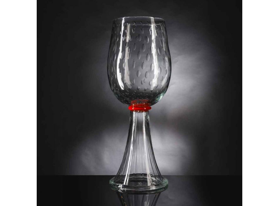 Wewnętrzny wazon ze szkła Murano z czerwonym detalem Made in Italy - Copernicus Viadurini