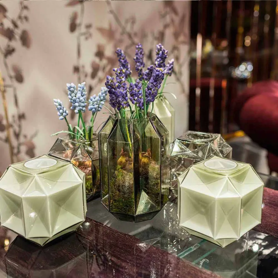 Wazon do wnętrz z polerowanego szkła Ręcznie robiony we Włoszech - Flock Viadurini