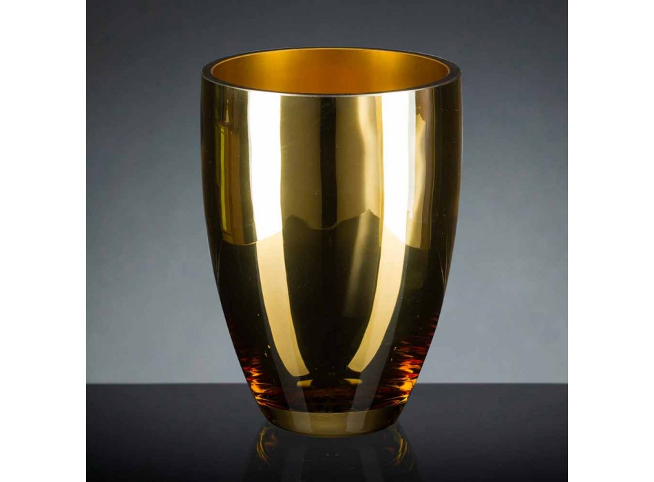 Wewnętrzny wazon z dmuchanego szkła ze złotym wykończeniem Ręcznie robiony we Włoszech - Taka Viadurini