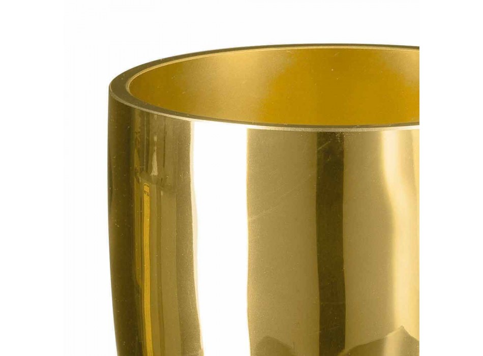 Wewnętrzny wazon z dmuchanego szkła ze złotym wykończeniem Ręcznie robiony we Włoszech - Taka Viadurini