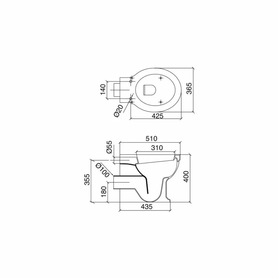 Wazon podłogowy Klasyczny design z powrotem do ściany w Made in Italy Ceramic - Marwa Viadurini