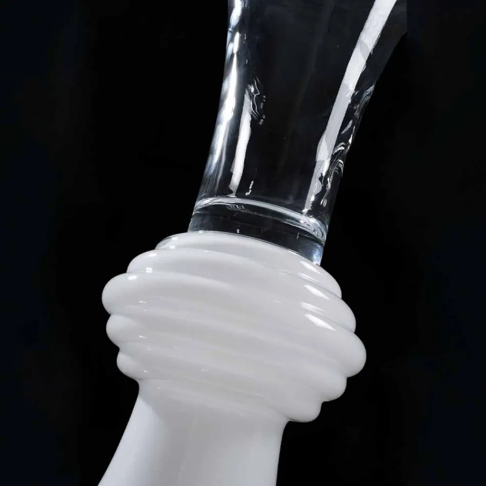 Wewnętrzny dekoracyjny szklany wazon z białą podstawą Made in Italy - Catia Viadurini