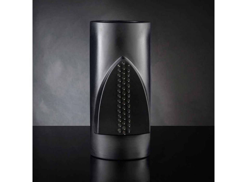 Dekoracyjny wazon z matowej czarnej ceramiki ręcznie robiony we Włoszech - Medina Viadurini