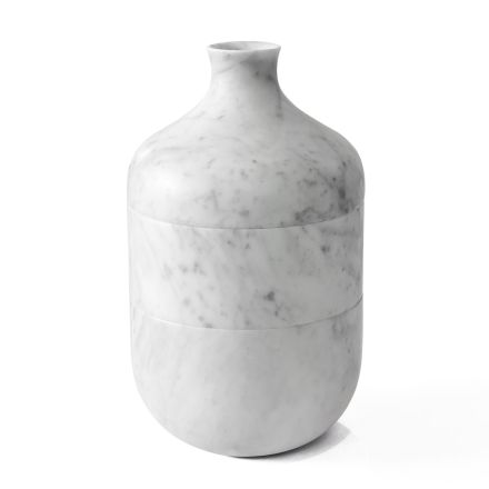 Dekoracyjny wazon z białego marmuru Carrara włoski luksusowy design - Calar Viadurini