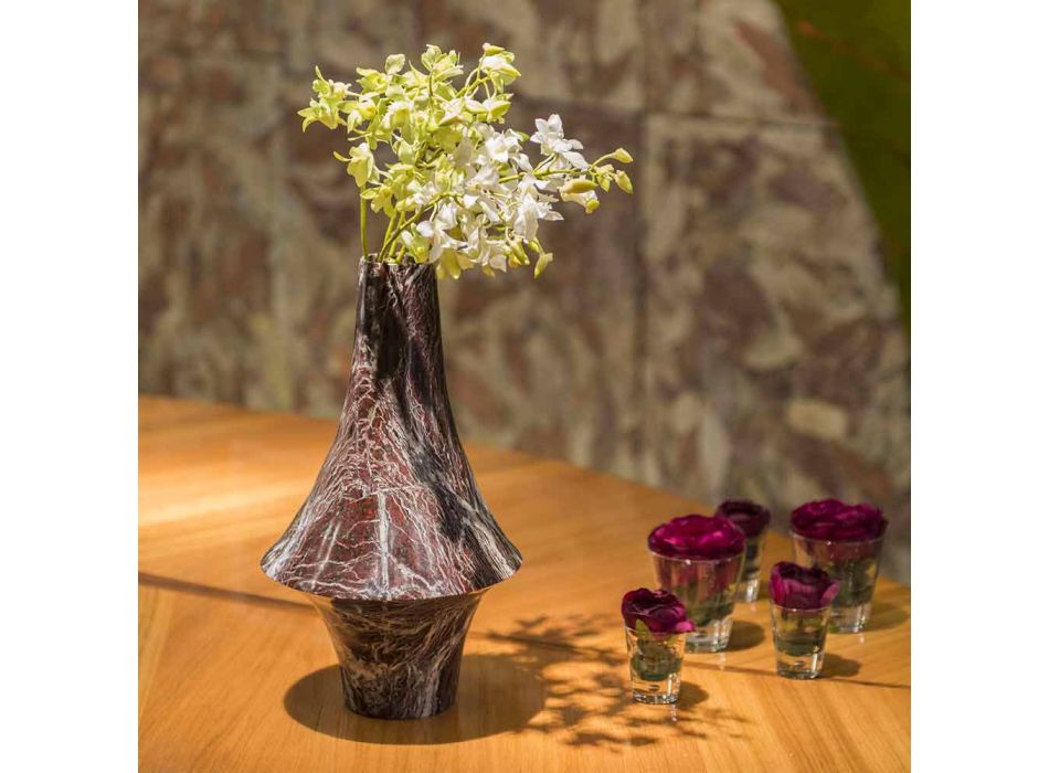 Dekoracyjny wazon z czerwonego marmuru z białymi żyłkami Made in Italy - Original Viadurini