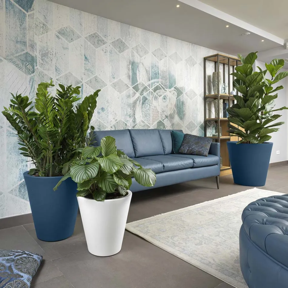 Okrągły kolorowy polietylenowy wazon dekoracyjny Made in Italy - Mengo Viadurini