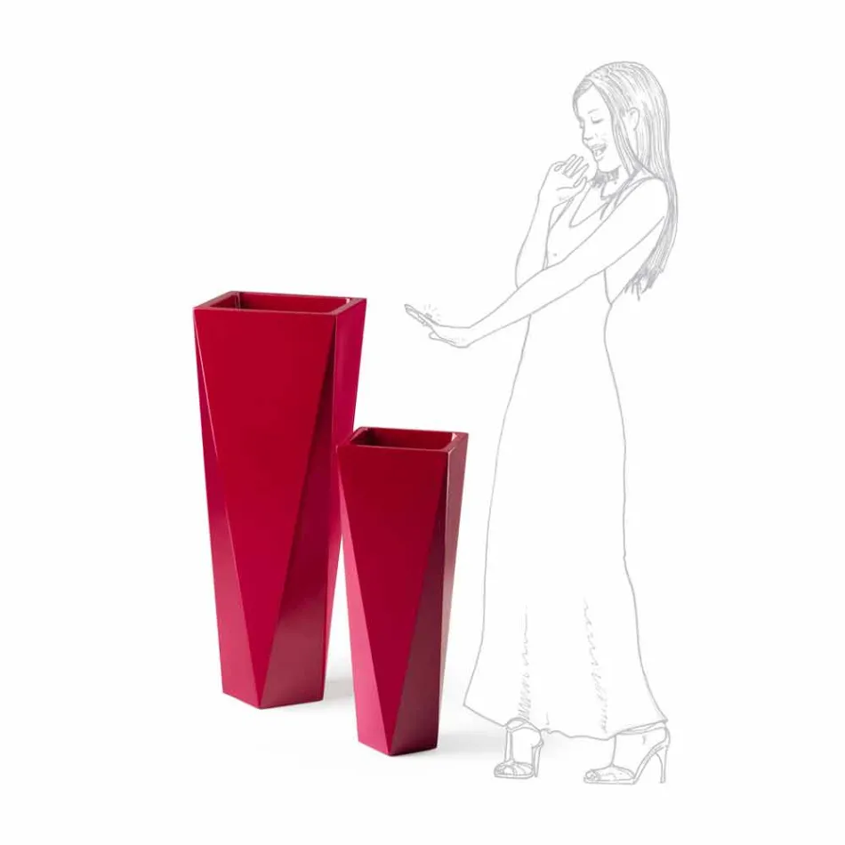 Kwadratowy dekoracyjny wazon z polietylenu Made in Italy - Bonina Viadurini