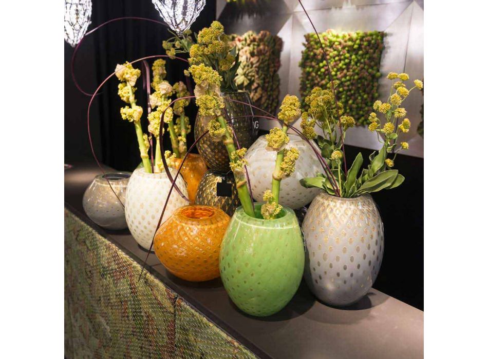 Dekoracyjny wazon z kolorowego dmuchanego szkła Murano Made in Italy - Barletta Viadurini
