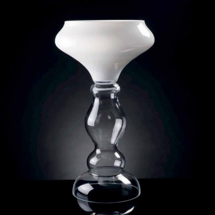 Nowoczesny wazon dekoracyjny z białego i przezroczystego szkła Made in Italy - Vulcano Viadurini