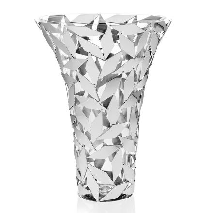 Elegancki, luksusowy wazon ze szklanymi i srebrnymi metalowymi dekoracjami geometrycznymi - Torresi Viadurini