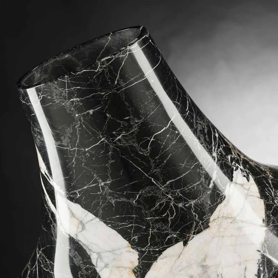 Elegancki wazon do wnętrz z białego i czarnego marmuru Made in Italy - Original Viadurini