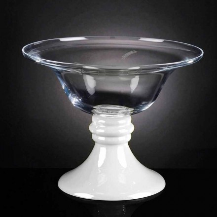 Elegancki wazon do wnętrz z białego i przezroczystego szkła Made in Italy - Allegra Viadurini