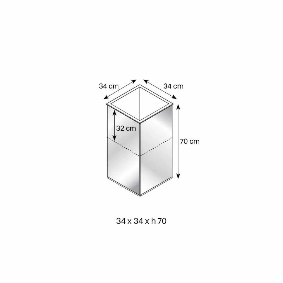 Wolnostojący geometryczny wazon lustrzany i struktura z drewna i stali - Ghenna Viadurini
