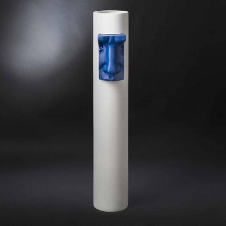 Biały ceramiczny wazon z kolorową wkładką Ręcznie robiony we Włoszech - Monte Viadurini