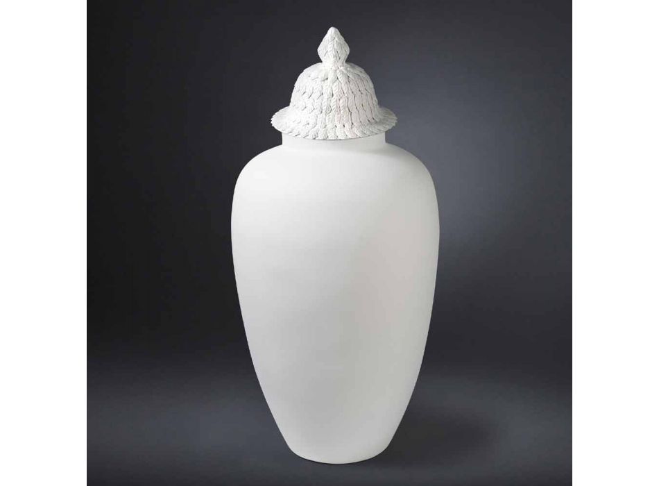 Zaprojektuj biały ceramiczny wazon z ręcznie robioną dekoracją we Włoszech - Verio Viadurini