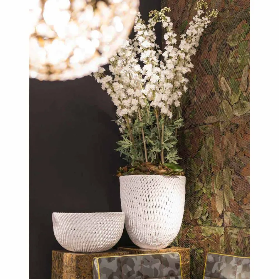 Ręcznie robiony ceramiczny wazon z tkanym wątkiem Made in Italy - Napoleon Viadurini