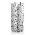Wazon w srebrnym metalu i szkle Elegancki cylindryczny wzór z kwiatami - Megghy