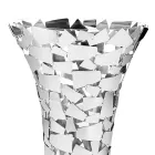 Wazon ze szkła i srebrnego metalu z luksusową geometryczną dekoracją - Chirico Viadurini