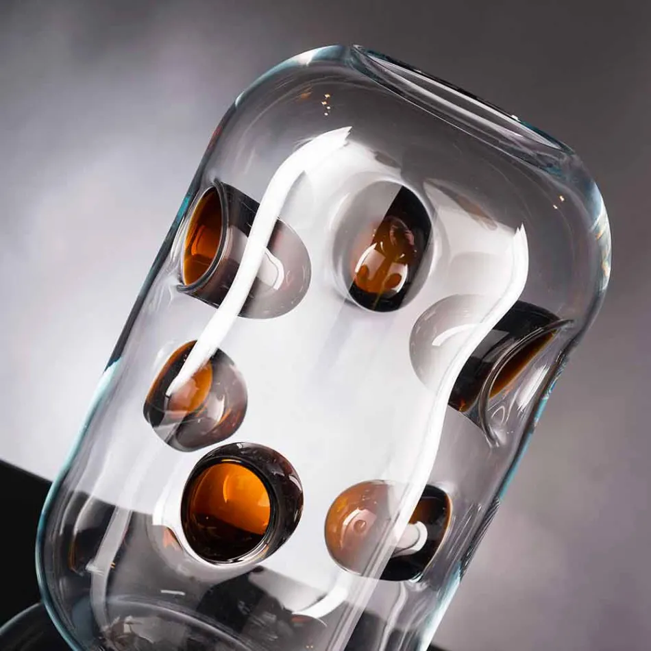 Wazon ze szkła dmuchanego Murano z kolorowymi detalami Made in Italy - Trapani Viadurini